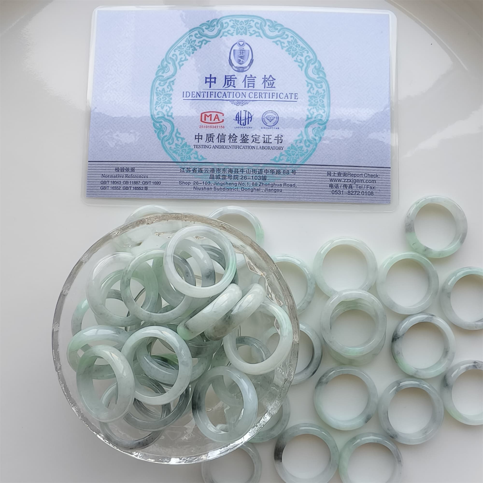DDP Natural Type A Untreated Black Chicken Species Green Burmese Jadeite Rings