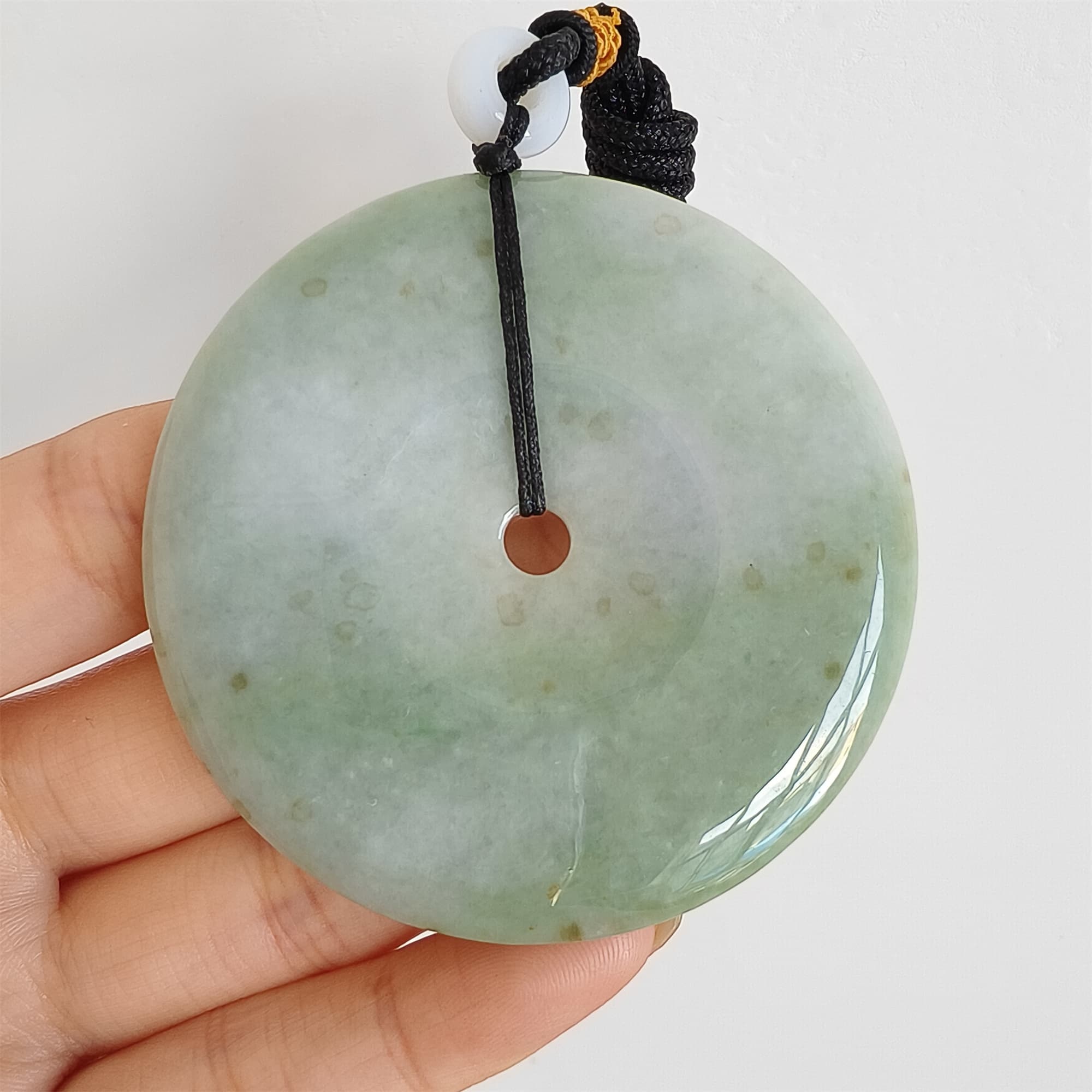 DDP 58mm Unique Natural Certificated Type A Untreated Icy Green Burmese Jadeite Safety Buckle Pendants