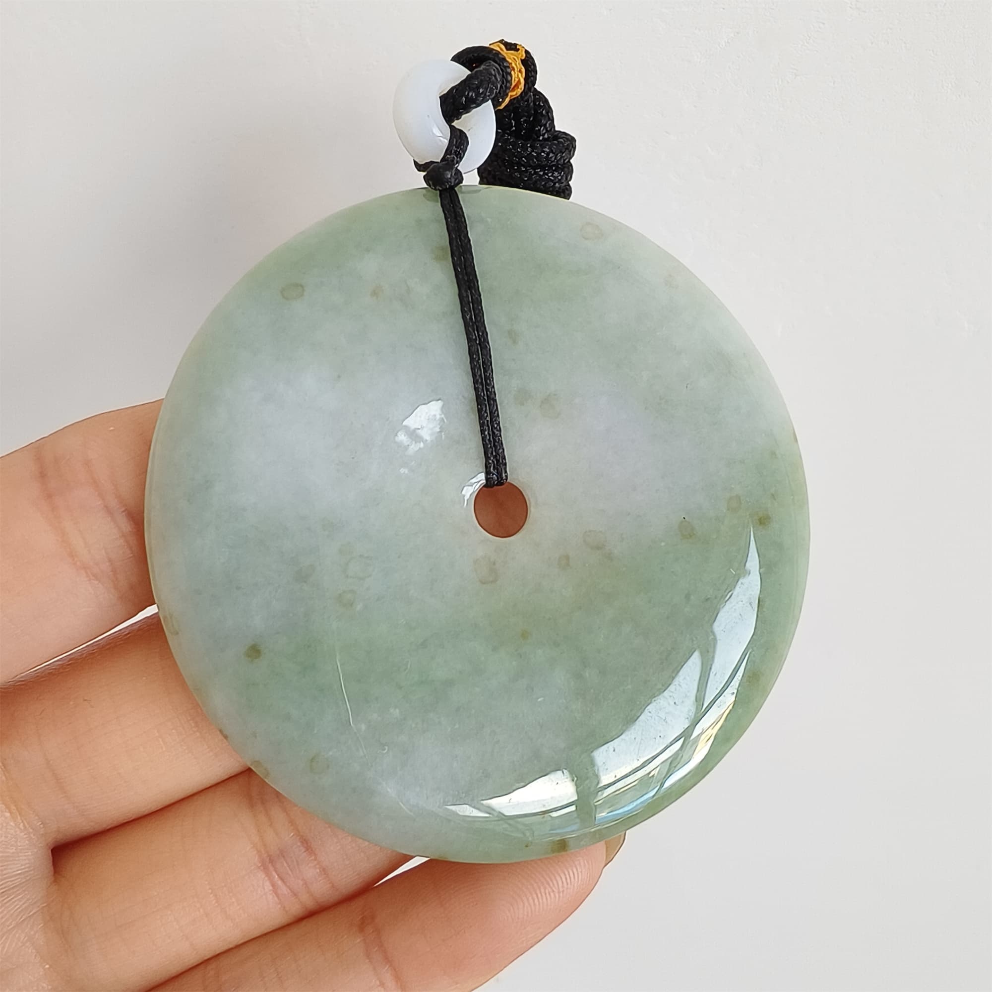 DDP 58mm Unique Natural Certificated Type A Untreated Icy Green Burmese Jadeite Safety Buckle Pendants