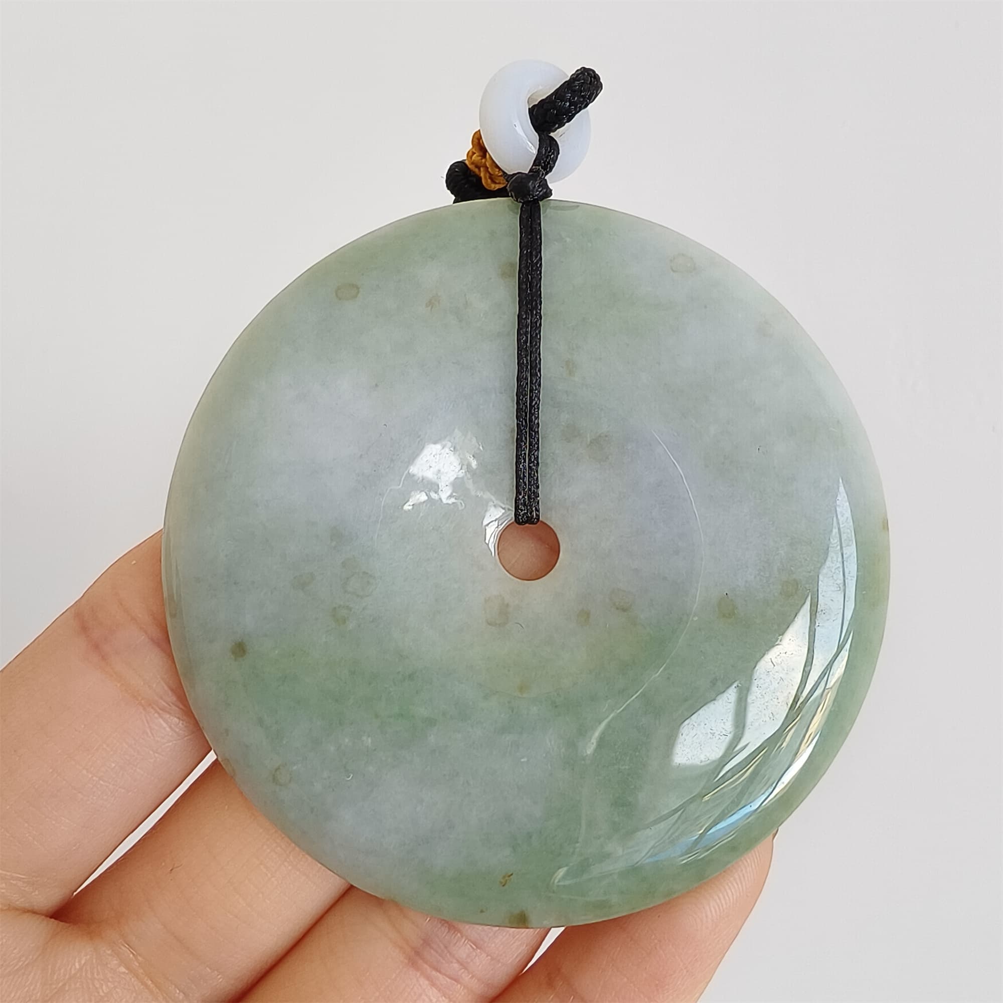 DDP 58mm Unique Natural Certificated Type A Untreated Icy Green Burmese Jadeite Safety Buckle Pendants