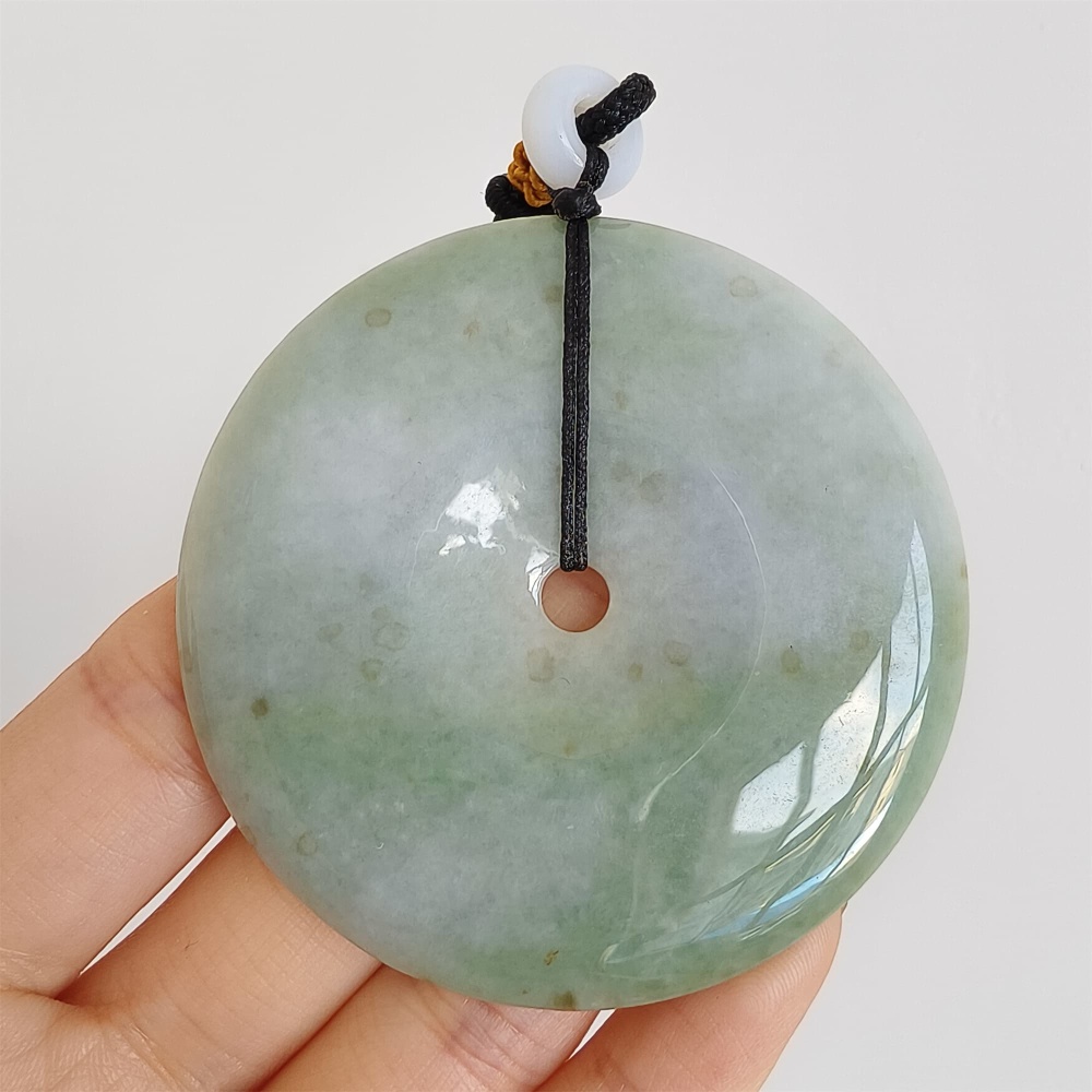 DDP 58mm Unique Natural Certificated Type A Untreated Icy Green Burmese Jadeite Safety Buckle Pendants
