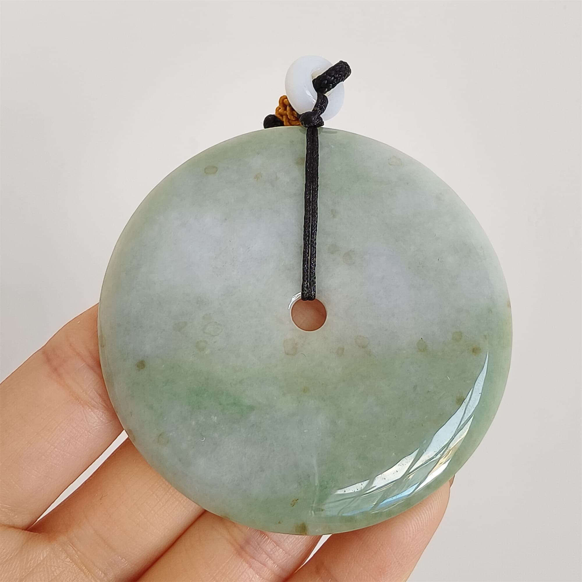 DDP 58mm Unique Natural Certificated Type A Untreated Icy Green Burmese Jadeite Safety Buckle Pendants