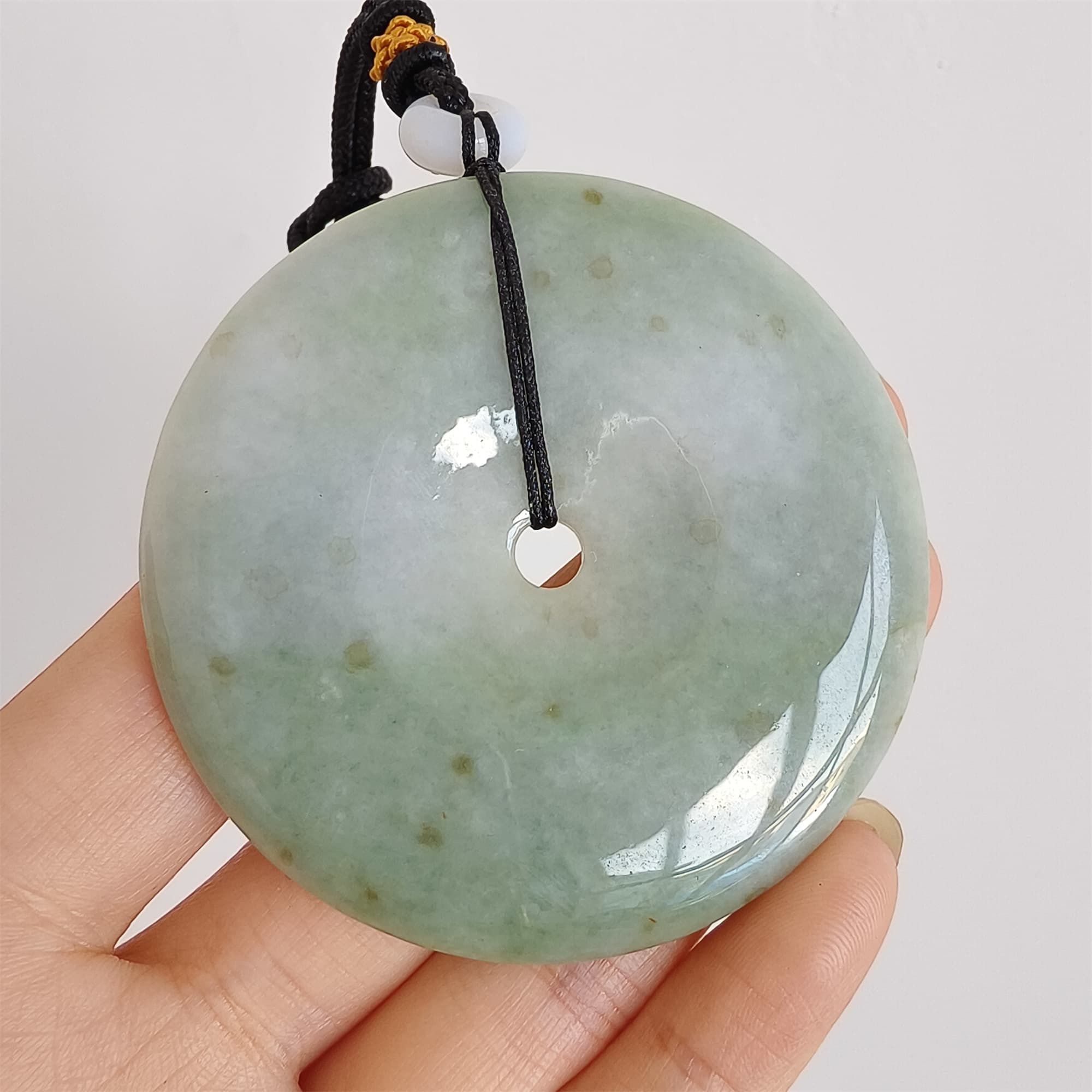 DDP 58mm Unique Natural Certificated Type A Untreated Icy Green Burmese Jadeite Safety Buckle Pendants