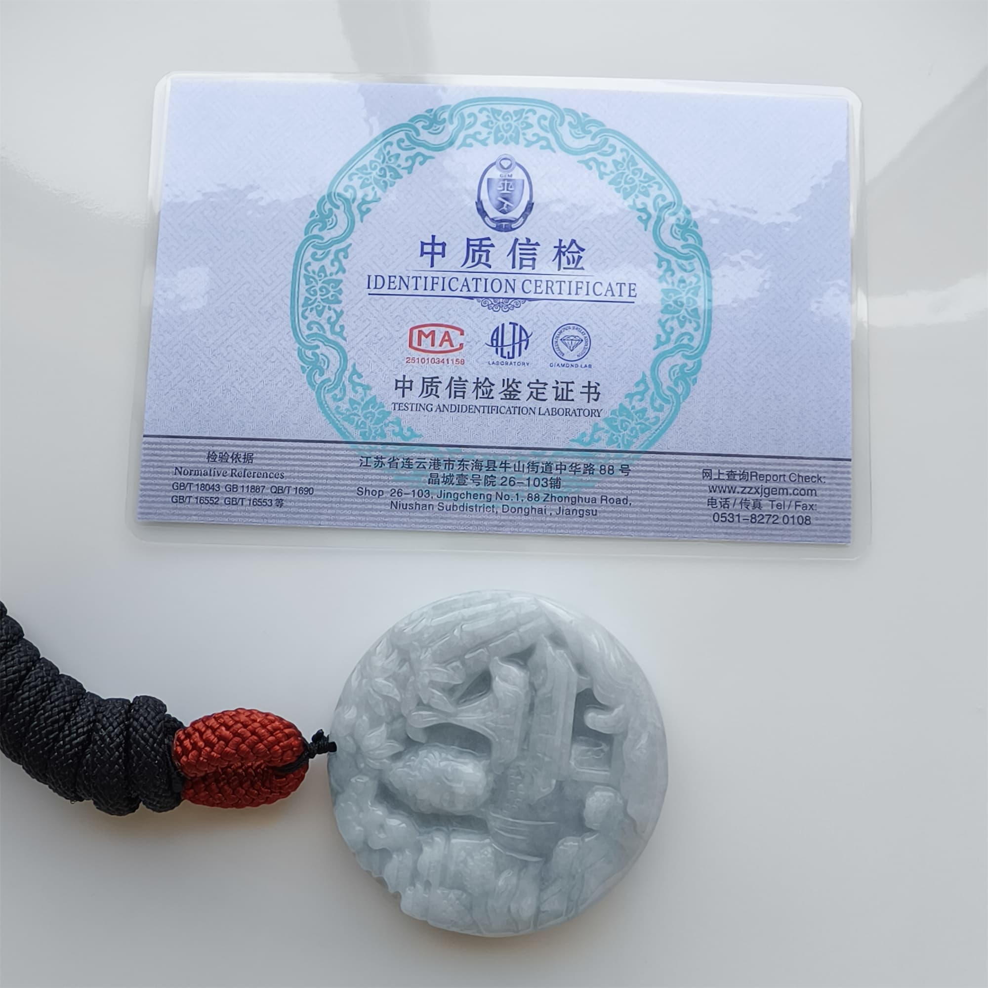 DDP 52.3mm Unique Natural Certificated Type A Untreated Light Green Burmese Jadeite Round Pendant With Landscape And Buddha Carved