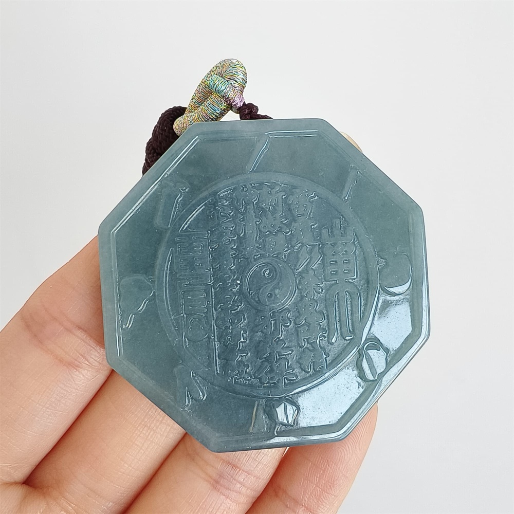 DDP 46.5mm Natural Certificated Type A Icy Blue Watery Guatemalan Jadeite Shan Gui Coin for Wealth Pendant
