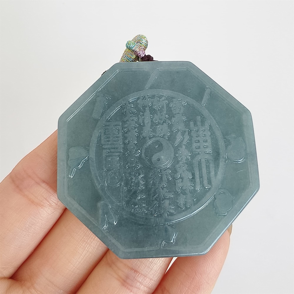 DDP 46.5mm Natural Certificated Type A Icy Blue Watery Guatemalan Jadeite Shan Gui Coin for Wealth Pendant