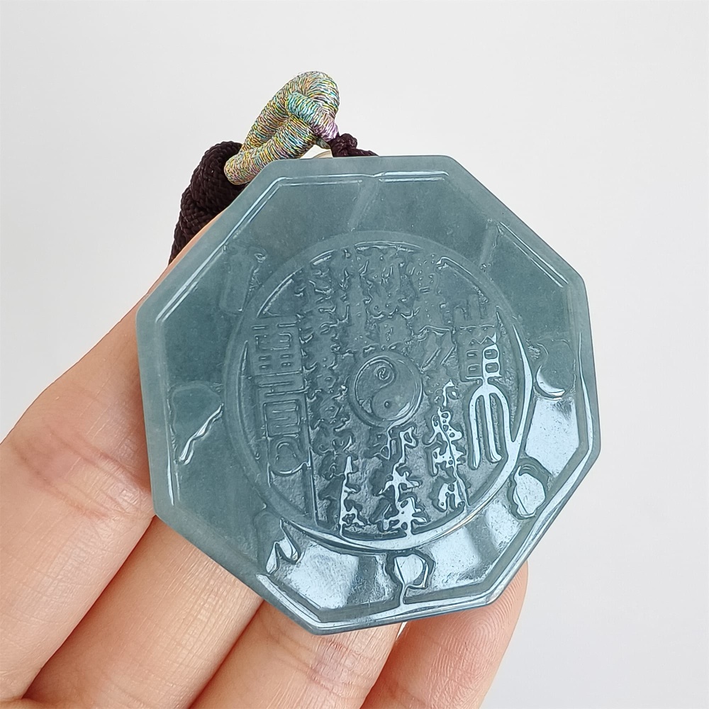 DDP 46.5mm Natural Certificated Type A Icy Blue Watery Guatemalan Jadeite Shan Gui Coin for Wealth Pendant
