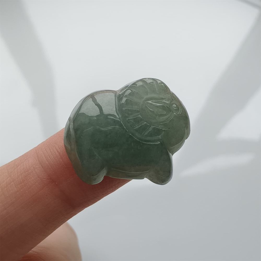 DDP 21-25mm Natural Certificated Type A Icy Green White Burmese Jadeite Sheep Beads