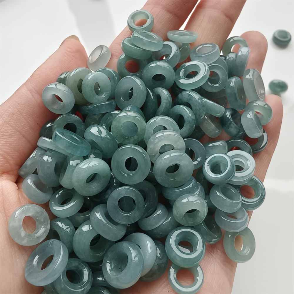 DDP 20pcs 8-10mm Natural Certificated Type A Blue Guatemalan Jadeite Donut And Ring Beads