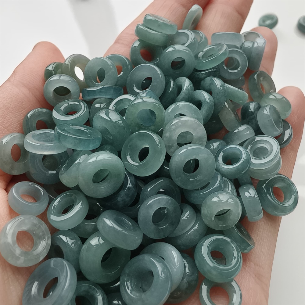 DDP 20pcs 8-10mm Natural Certificated Type A Blue Guatemalan Jadeite Donut And Ring Beads