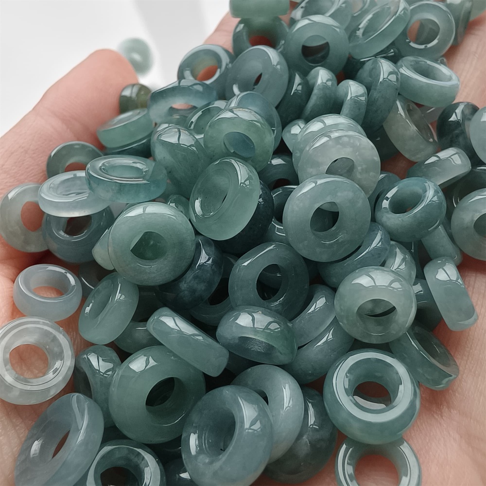 DDP 20pcs 8-10mm Natural Certificated Type A Blue Guatemalan Jadeite Donut And Ring Beads