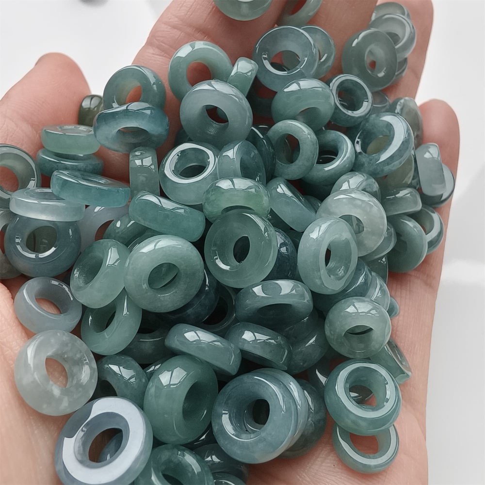 DDP 20pcs 8-10mm Natural Certificated Type A Blue Guatemalan Jadeite Donut And Ring Beads