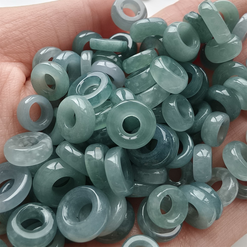 DDP 20pcs 8-10mm Natural Certificated Type A Blue Guatemalan Jadeite Donut And Ring Beads