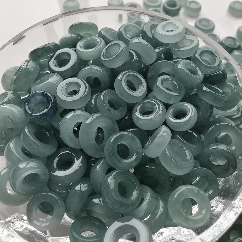 DDP 20pcs 8-10mm Natural Certificated Type A Blue Guatemalan Jadeite Donut And Ring Beads
