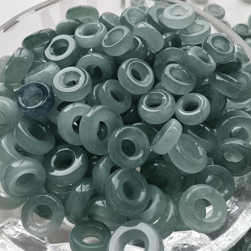 DDP 20pcs 8-10mm Natural Certificated Type A Blue Guatemalan Jadeite Donut And Ring Beads