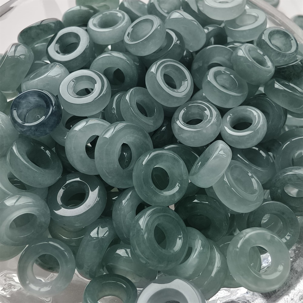DDP 20pcs 8-10mm Natural Certificated Type A Blue Guatemalan Jadeite Donut And Ring Beads