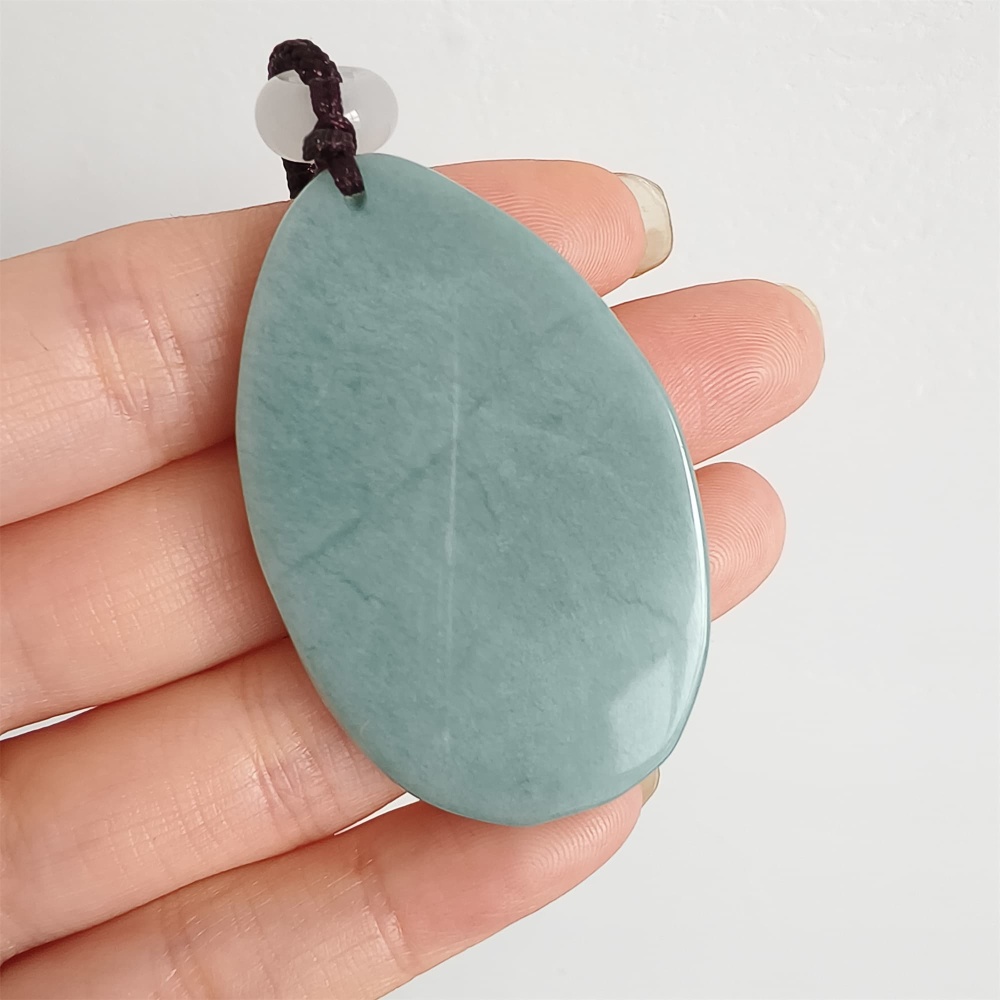 DDP 47.5mm Natural Certificated Type A Blue Guatemalan Jadeite Oval Pendant With Landscape Carved