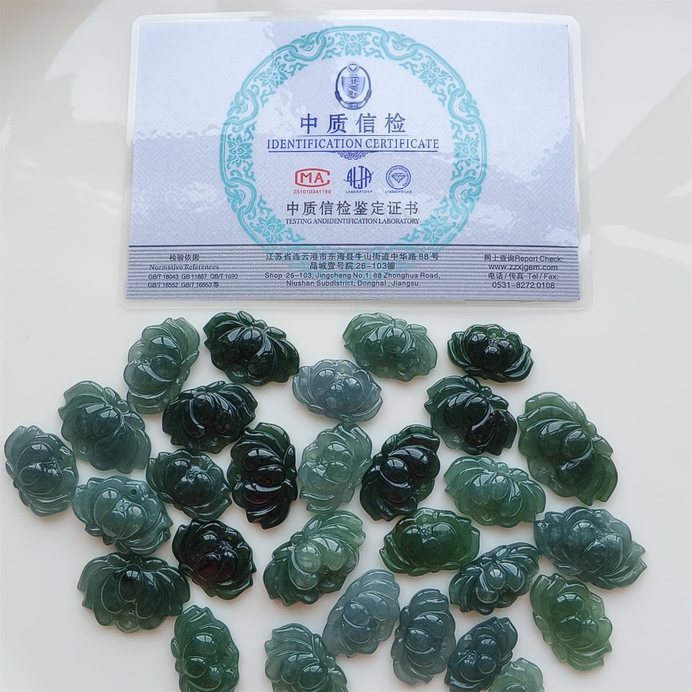 DDP 2pcs 23-32mm Natural Certificated Type A Blue Watery Guatemalan Jadeite Lotus Beads