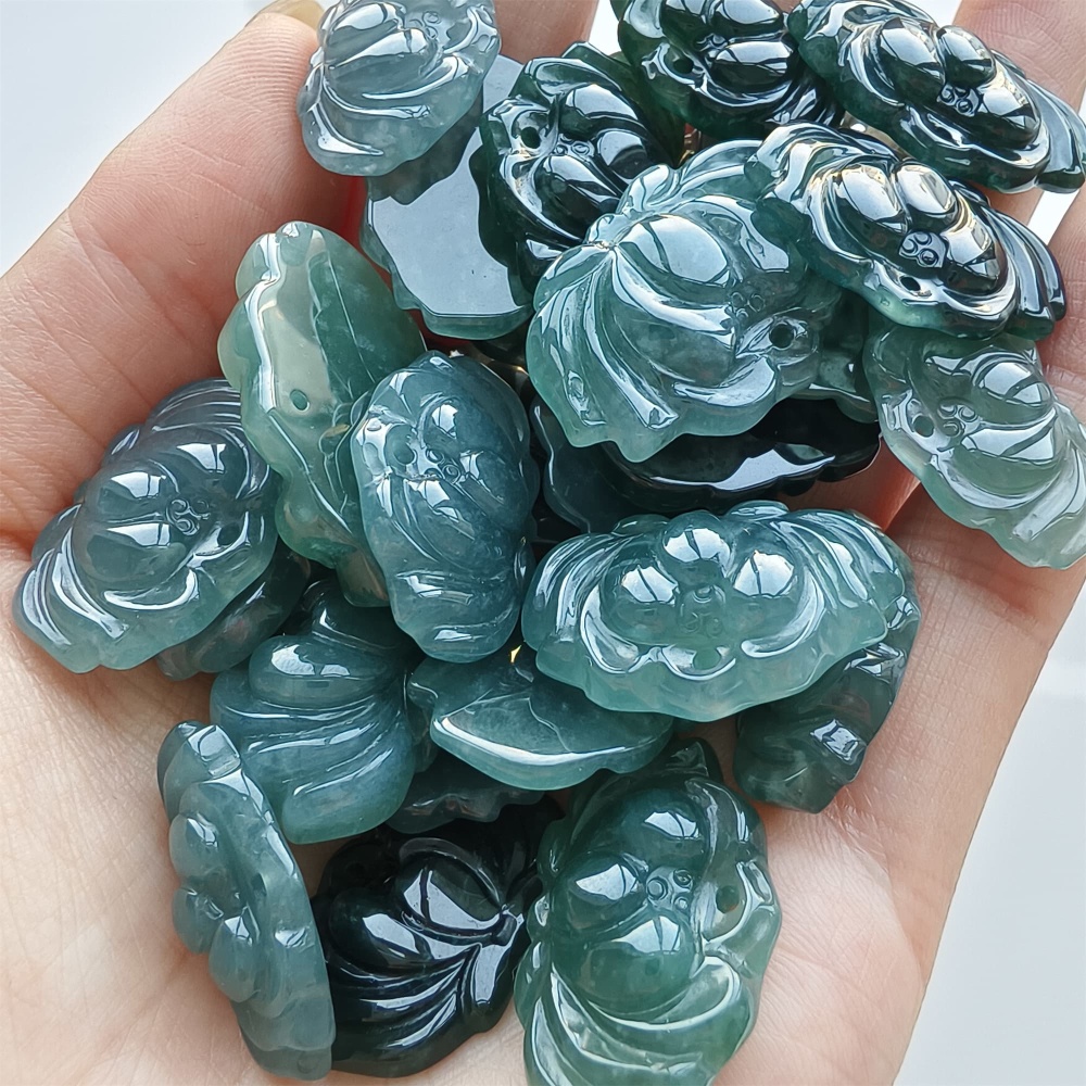 DDP 2pcs 23-32mm Natural Certificated Type A Blue Watery Guatemalan Jadeite Lotus Beads