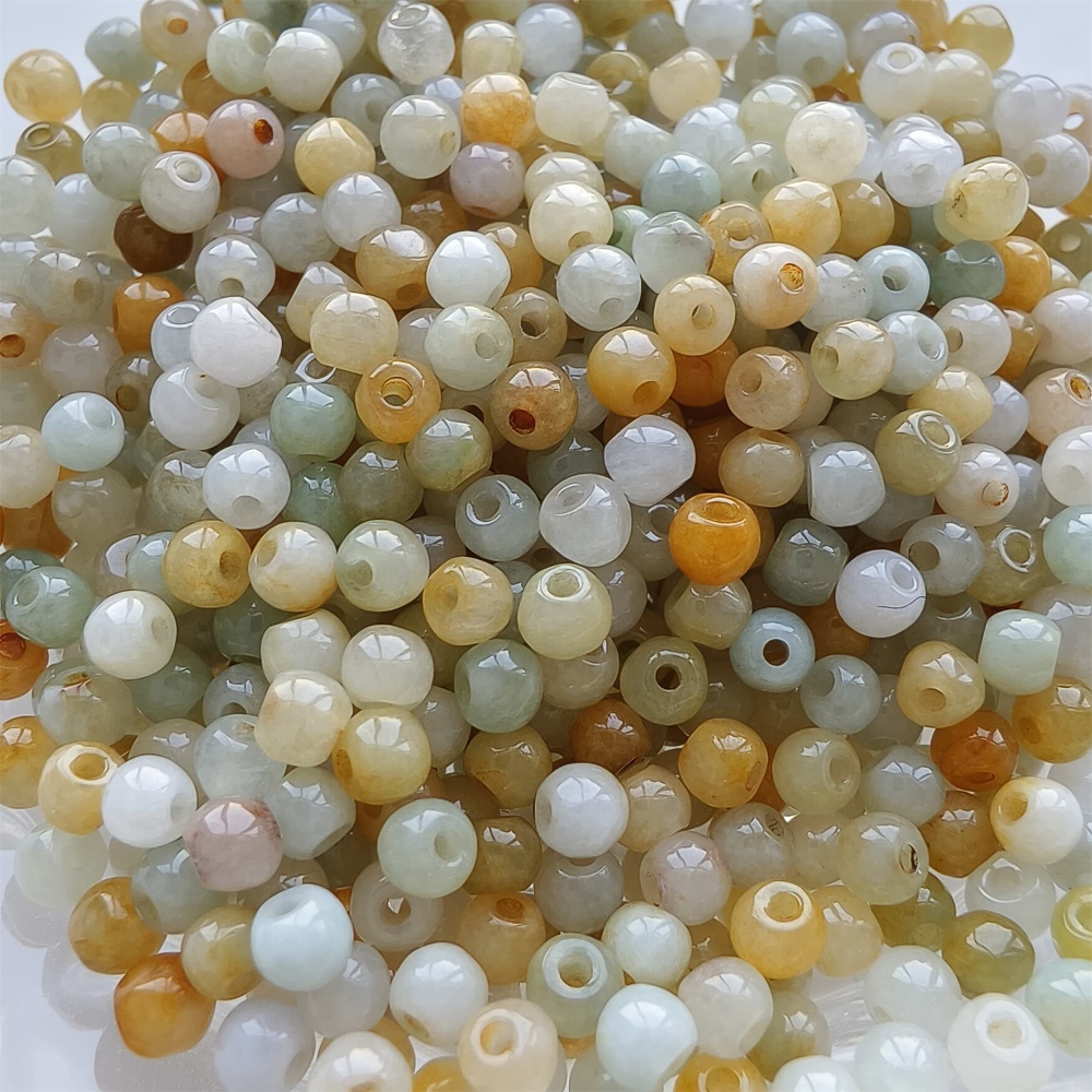 DDP 100pcs 3-3.5mm Natural Certificated Multi Color Burmese Jadeite Round Beads