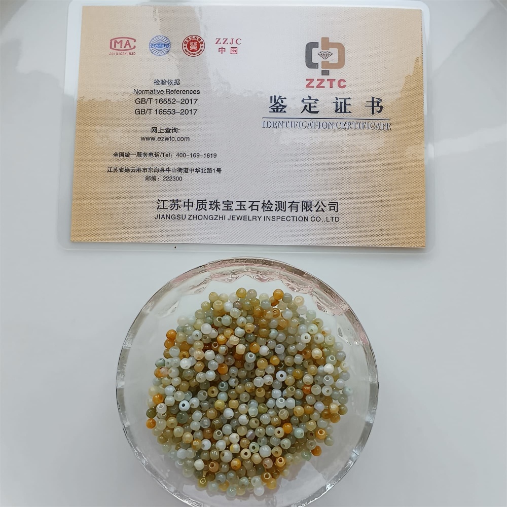 DDP 100pcs 3-3.5mm Natural Certificated Multi Color Burmese Jadeite Round Beads