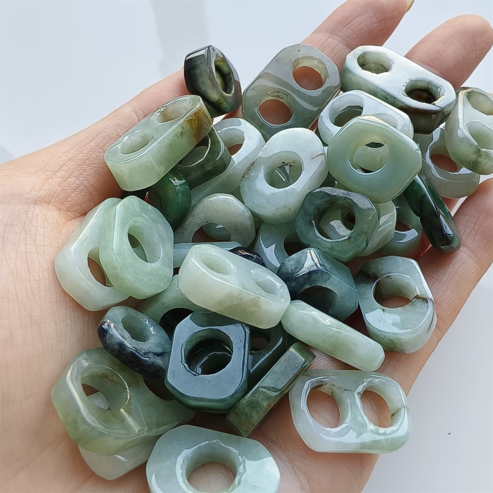 DDP | 5pcs 10-25mm Natural Certificated Type A Green White Burmese Jadeite Irregular Beads
