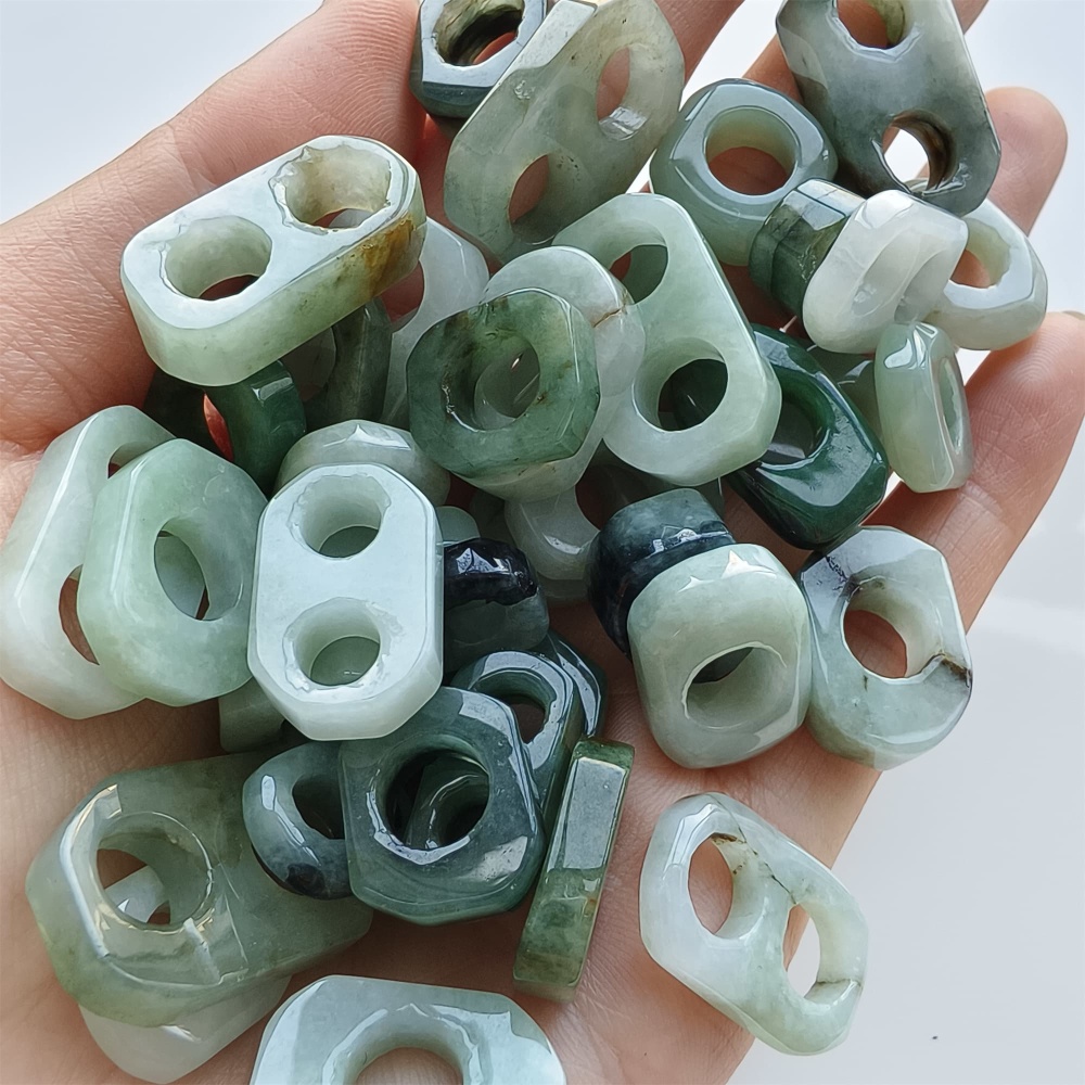 DDP | 5pcs 10-25mm Natural Certificated Type A Green White Burmese Jadeite Irregular Beads