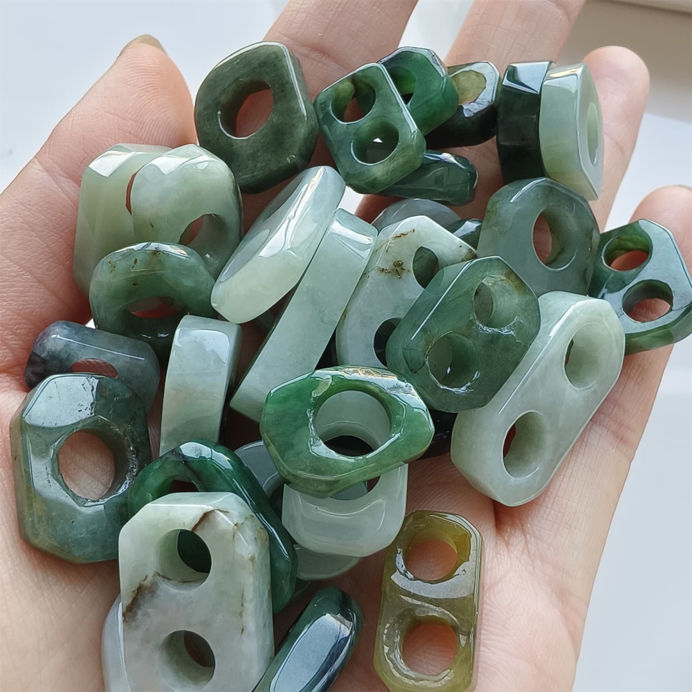 DDP | 5pcs 10-25mm Natural Certificated Type A Green White Burmese Jadeite Irregular Beads