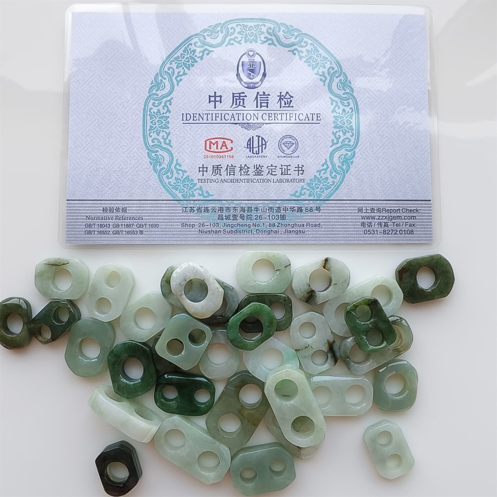 DDP | 5pcs 10-25mm Natural Certificated Type A Green White Burmese Jadeite Irregular Beads