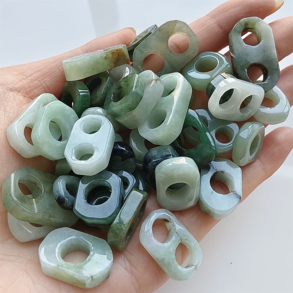 DDP | 5pcs 10-25mm Natural Certificated Type A Green White Burmese Jadeite Irregular Beads