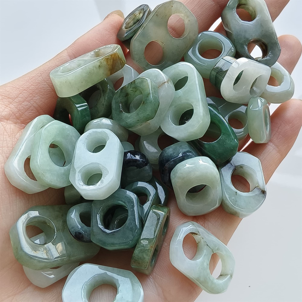 DDP | 5pcs 10-25mm Natural Certificated Type A Green White Burmese Jadeite Irregular Beads