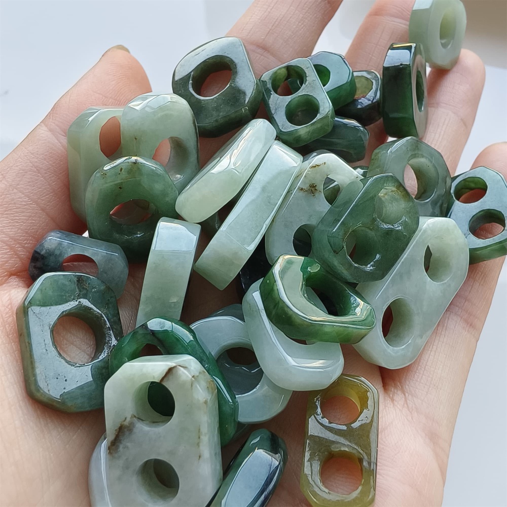 DDP | 5pcs 10-25mm Natural Certificated Type A Green White Burmese Jadeite Irregular Beads