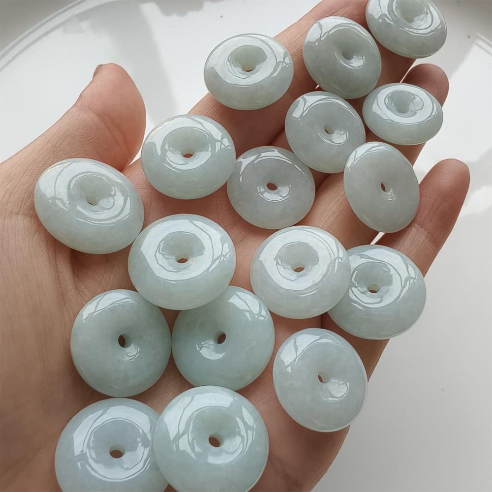 DDP 6pcs 10-12mm Natural Certificated Type A Green Burmese Jadeite Safety Buckle Beads