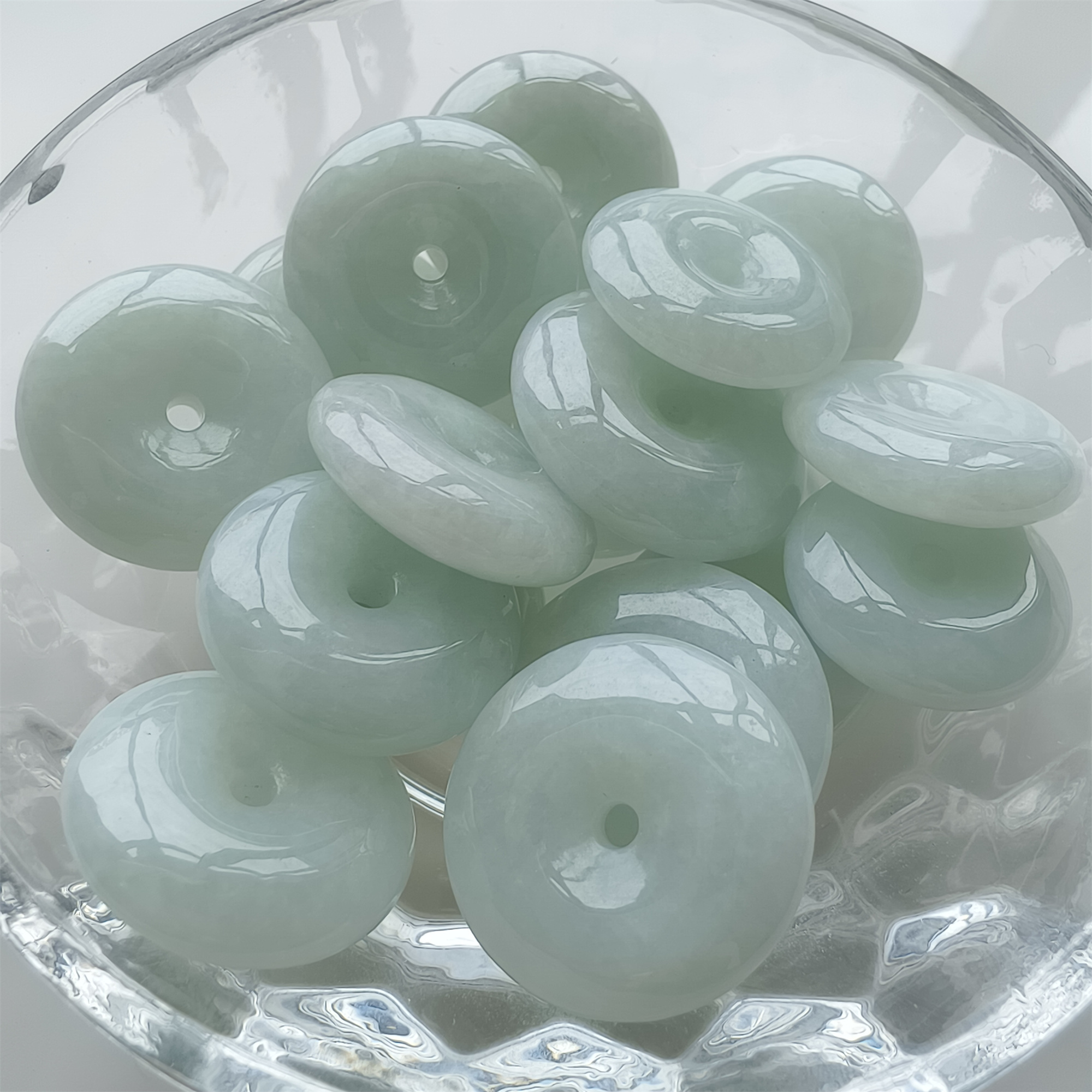 DDP 6pcs 10-12mm Natural Certificated Type A Green Burmese Jadeite Safety Buckle Beads