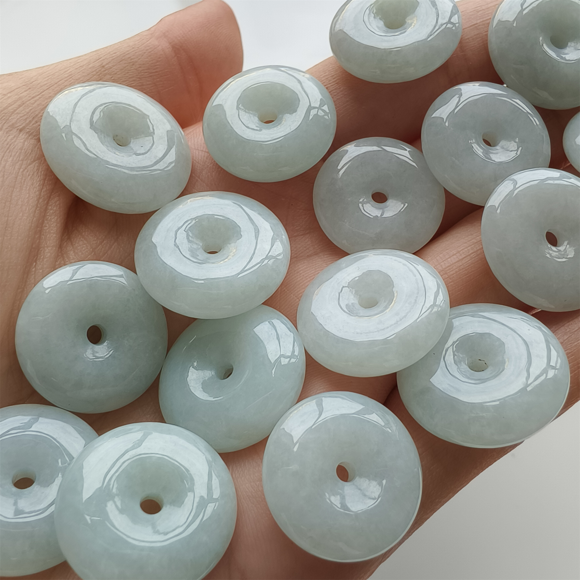 DDP 6pcs 10-12mm Natural Certificated Type A Green Burmese Jadeite Safety Buckle Beads