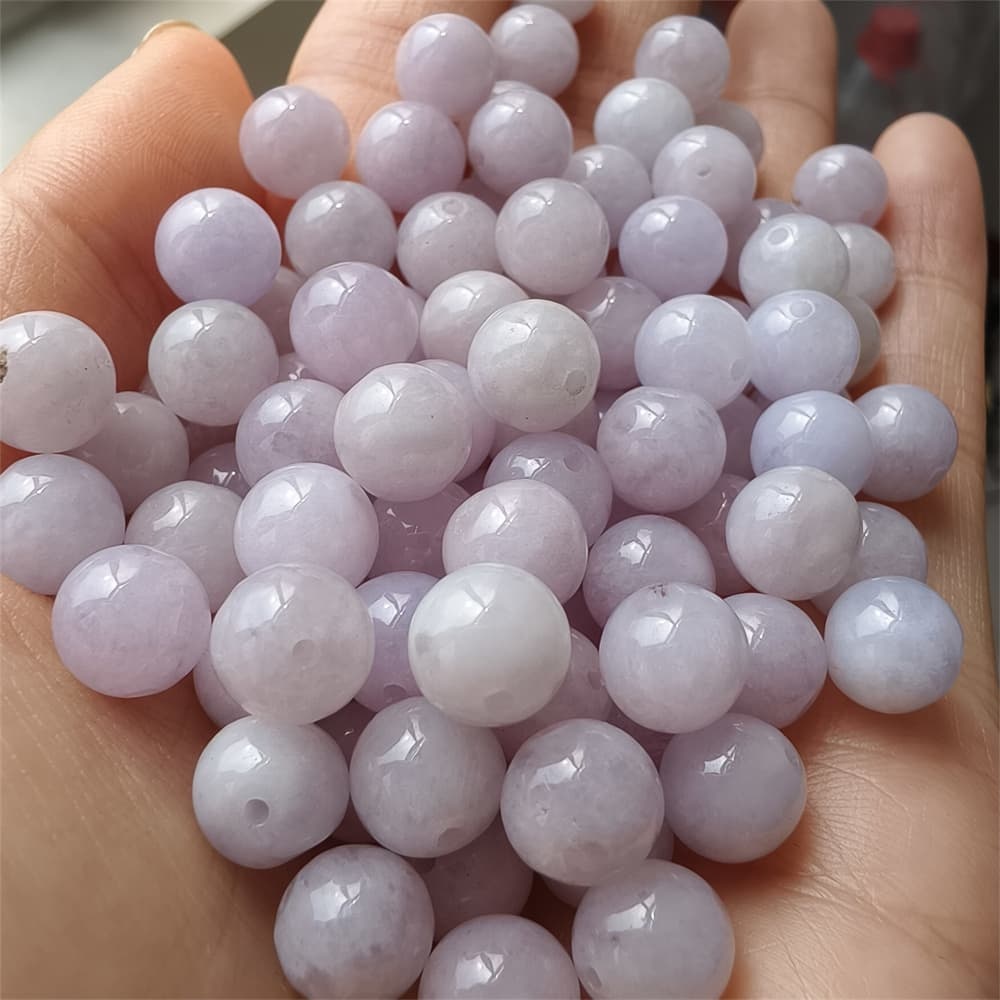 DDP 25pcs 8mm Natural Certificated Type A Lavender Burmese Jadeite Round Beads