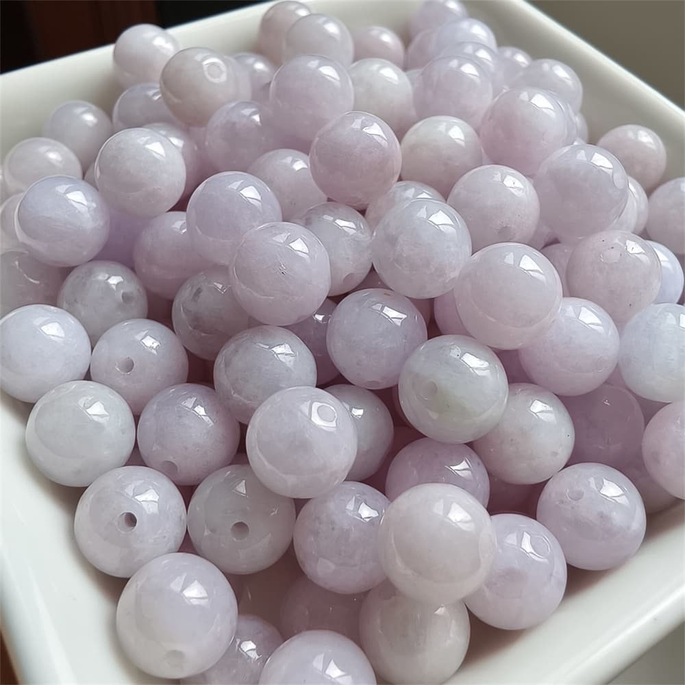 DDP 25pcs 8mm Natural Certificated Type A Lavender Burmese Jadeite Round Beads