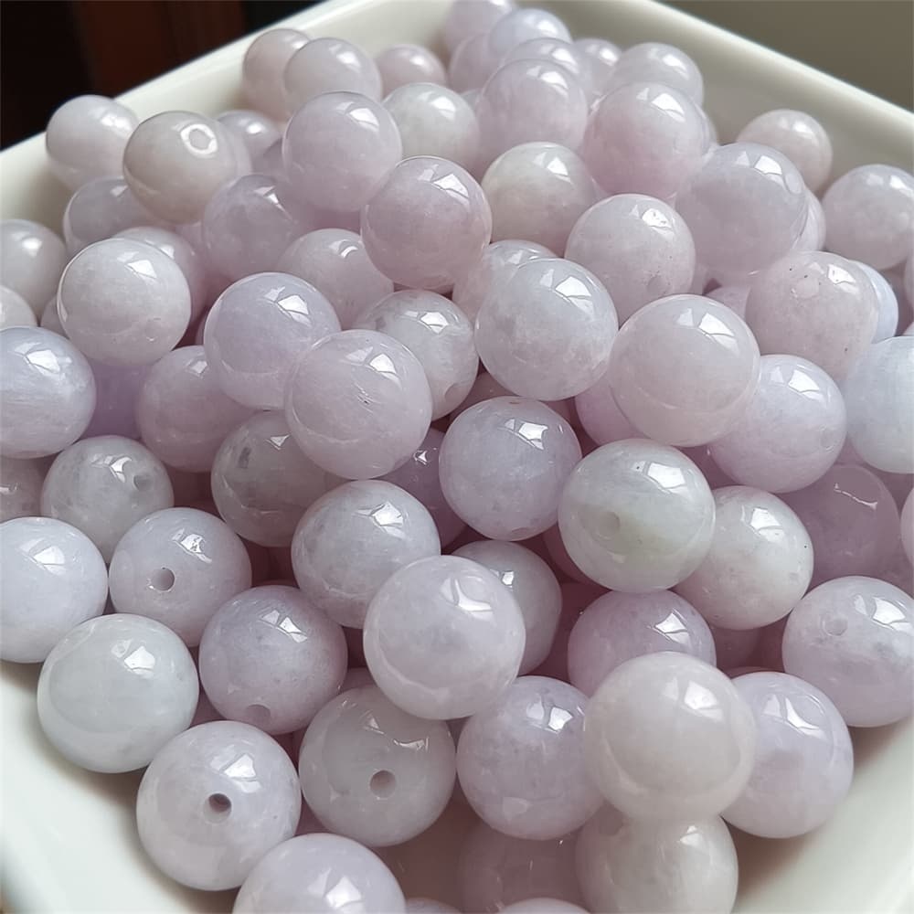 DDP 25pcs 8mm Natural Certificated Type A Lavender Burmese Jadeite Round Beads