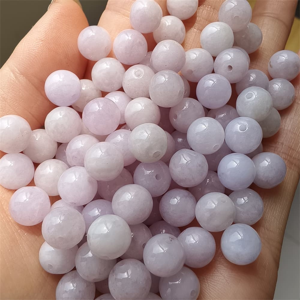 DDP 25pcs 8mm Natural Certificated Type A Lavender Burmese Jadeite Round Beads