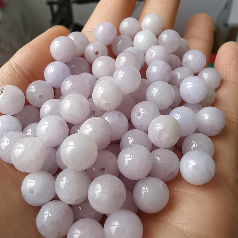 DDP 25pcs 8mm Natural Certificated Type A Lavender Burmese Jadeite Round Beads