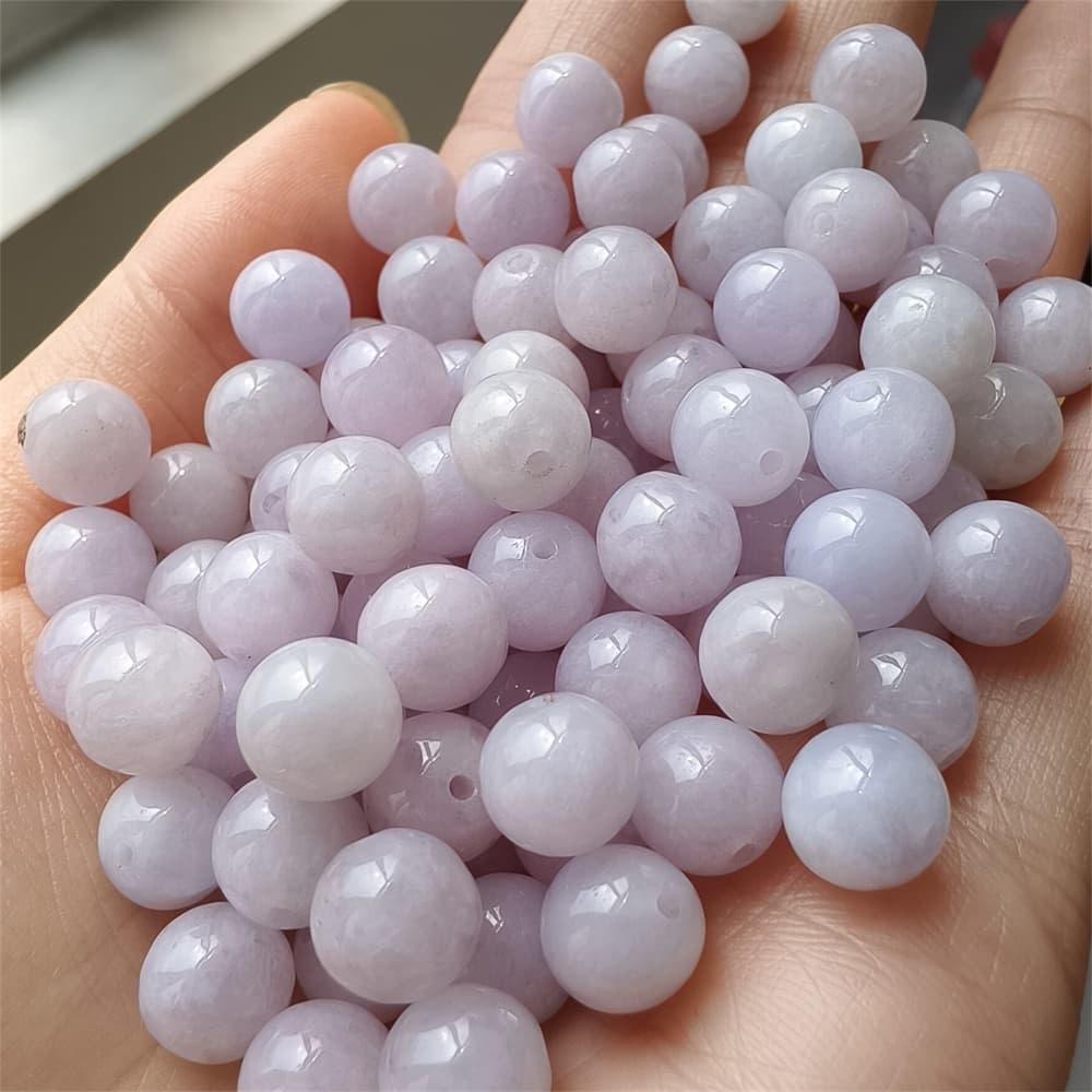DDP 25pcs 8mm Natural Certificated Type A Lavender Burmese Jadeite Round Beads