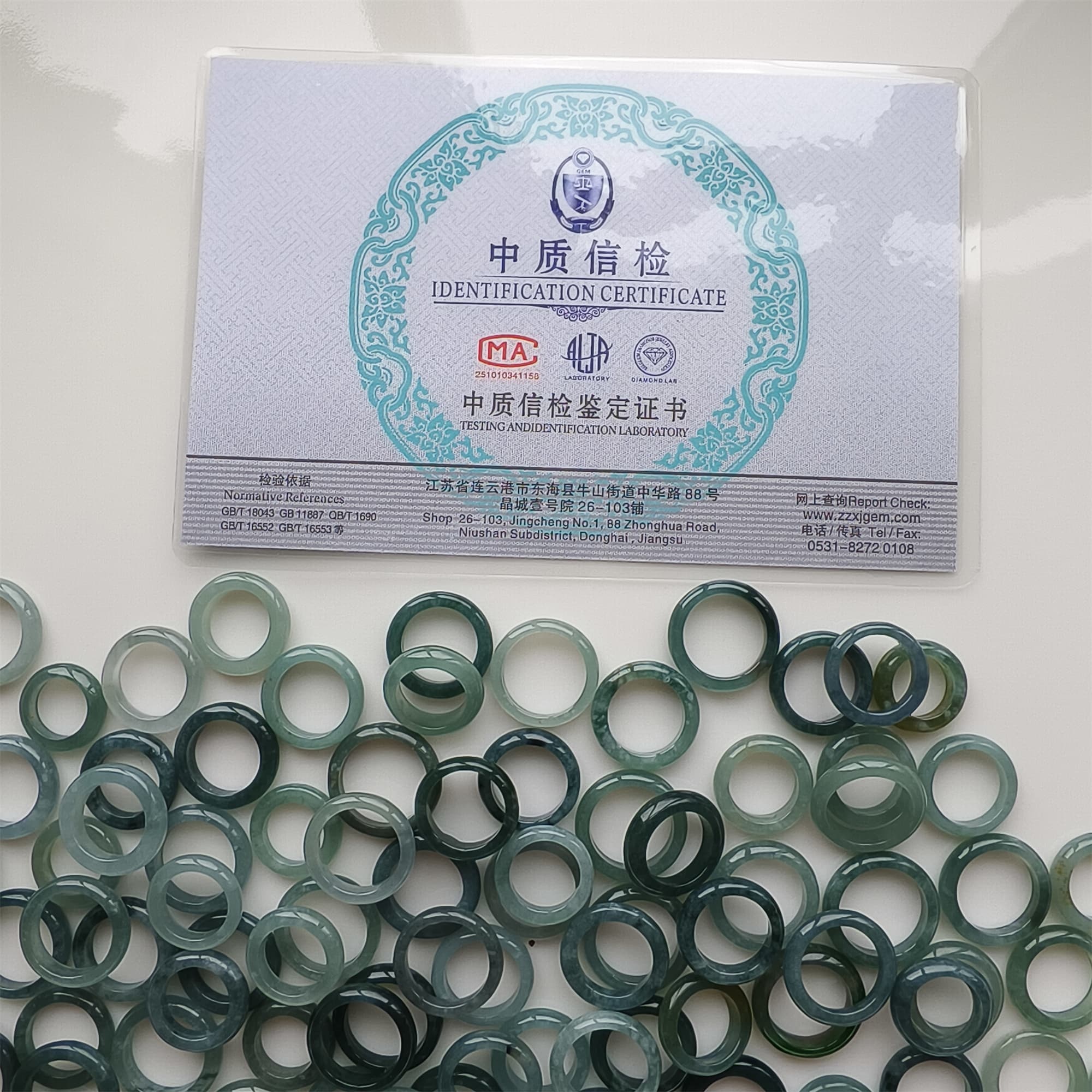 DDP 10pcs 13-16.5mm Natural Certificated Type A Blue Guatemalan Jadeite Donut And Rings