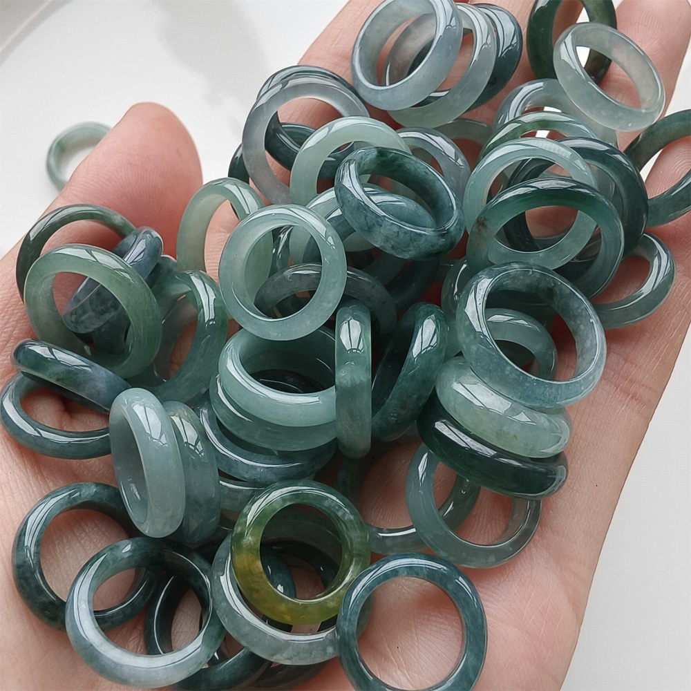 DDP 10pcs 13-16.5mm Natural Certificated Type A Blue Guatemalan Jadeite Donut And Rings
