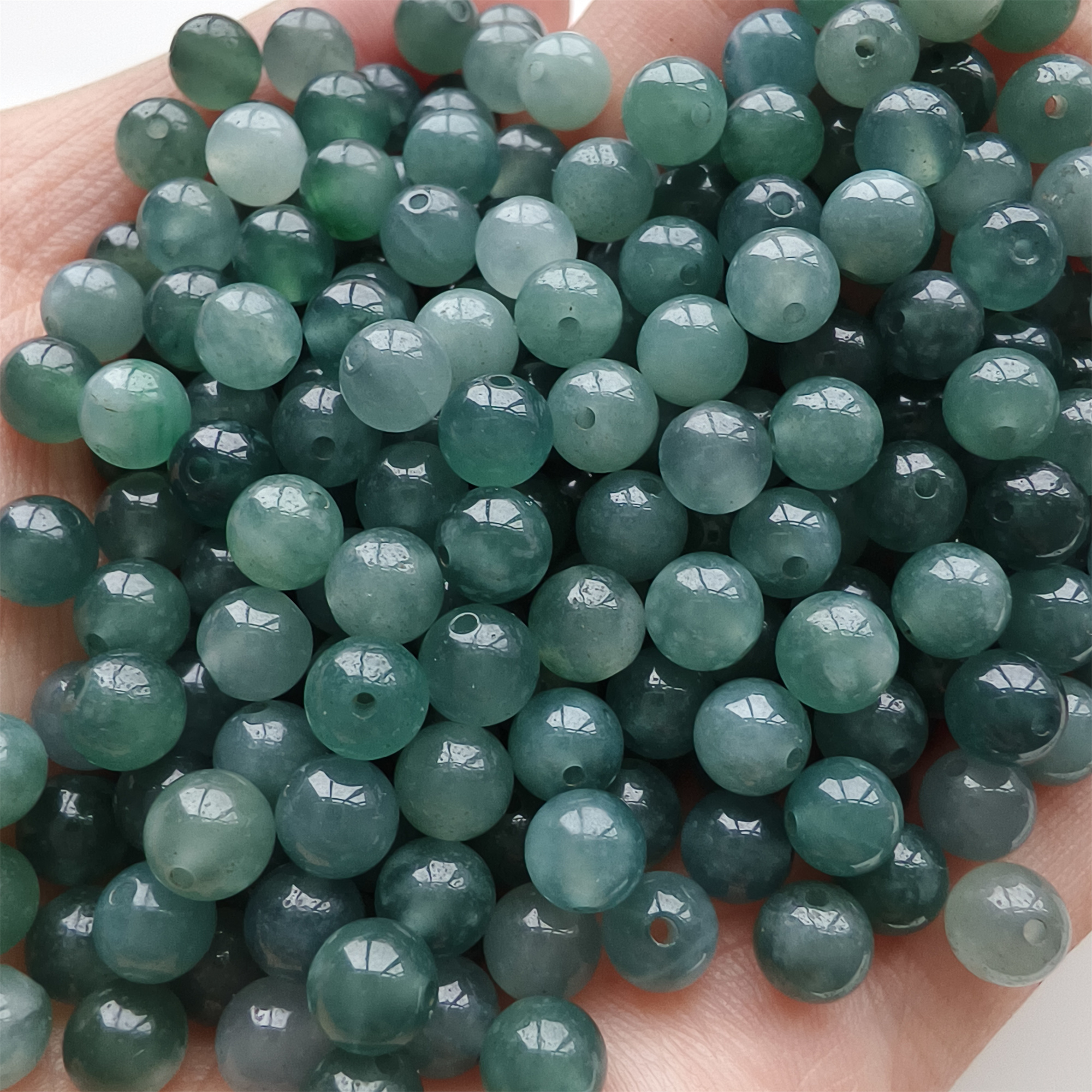 DDP 50pcs 5.7mm Natural Type A Untreated Icy Blue Guatemalan Jadeite Smooth Round Beads