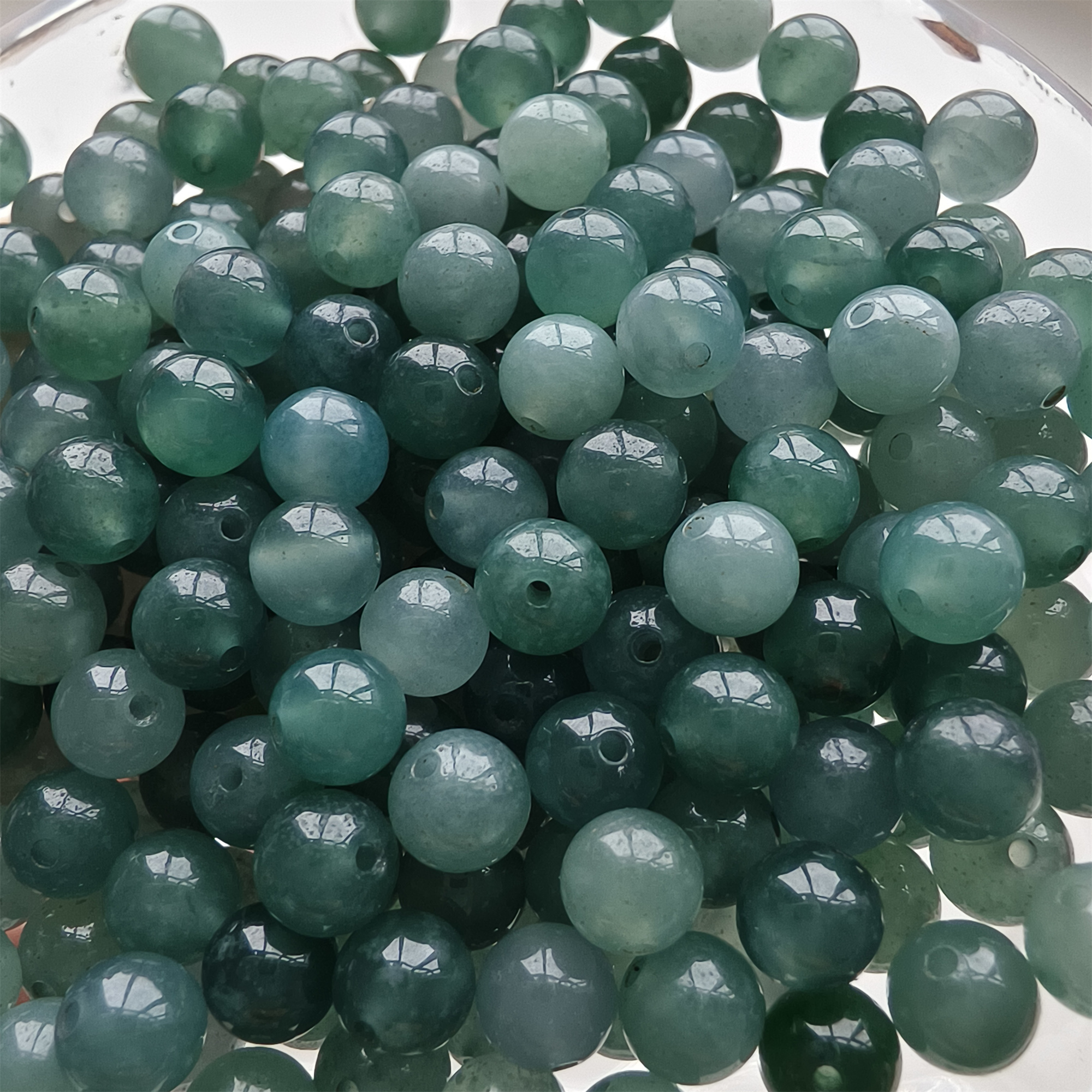 DDP 50pcs 5.7mm Natural Type A Untreated Icy Blue Guatemalan Jadeite Smooth Round Beads
