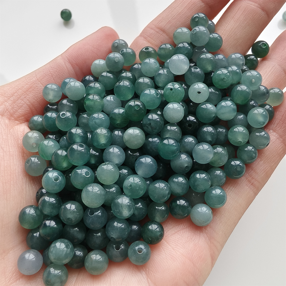 DDP 50pcs 5.7mm Natural Type A Untreated Icy Blue Guatemalan Jadeite Smooth Round Beads