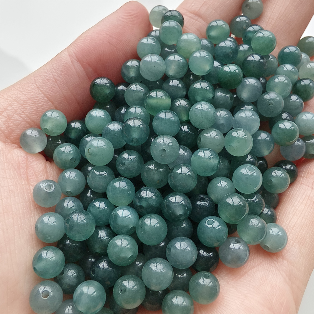 DDP 50pcs 5.7mm Natural Type A Untreated Icy Blue Guatemalan Jadeite Smooth Round Beads