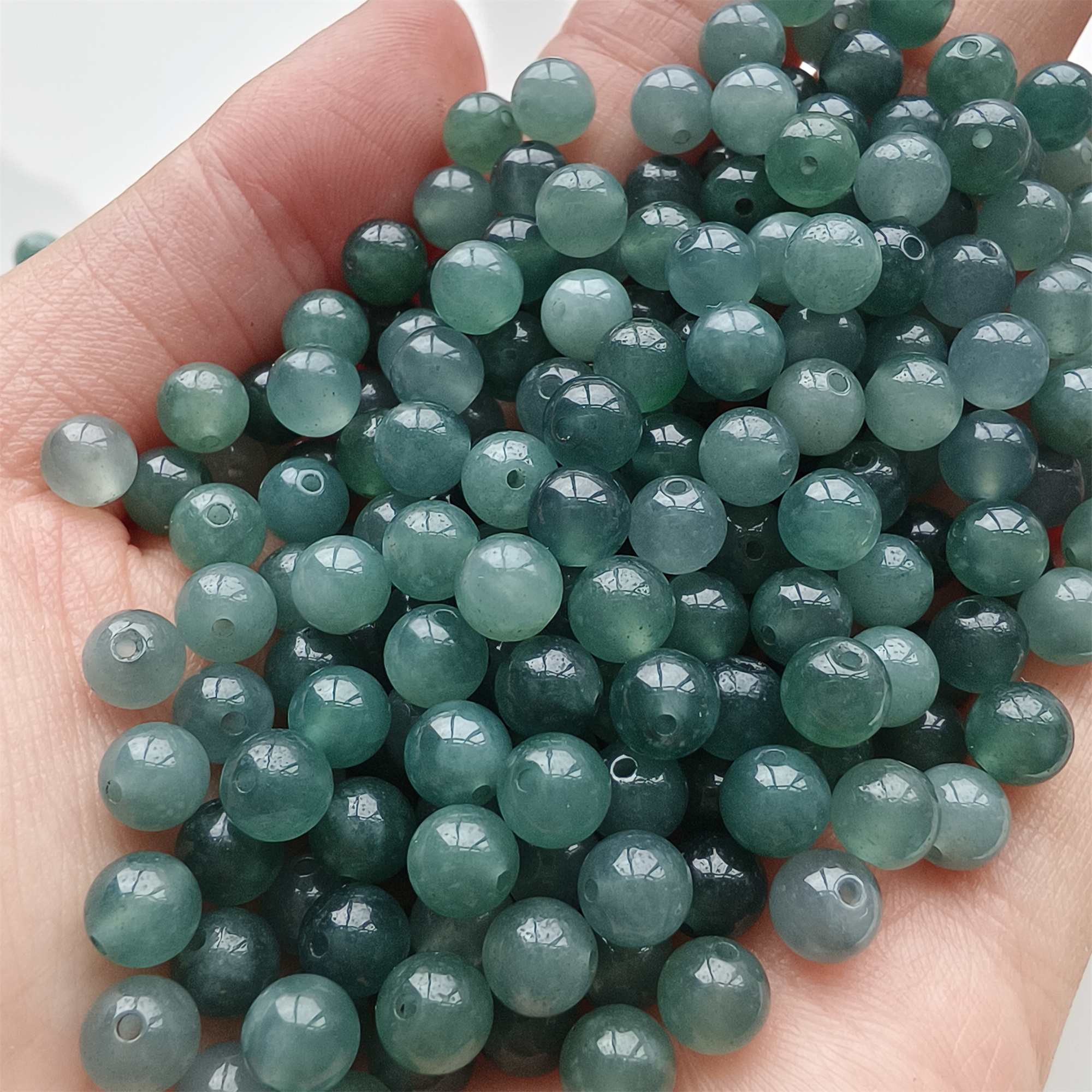 DDP 50pcs 5.7mm Natural Type A Untreated Icy Blue Guatemalan Jadeite Smooth Round Beads