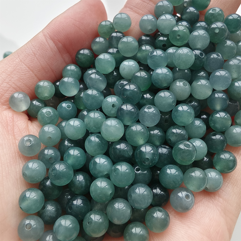 DDP 50pcs 5.7mm Natural Type A Untreated Icy Blue Guatemalan Jadeite Smooth Round Beads