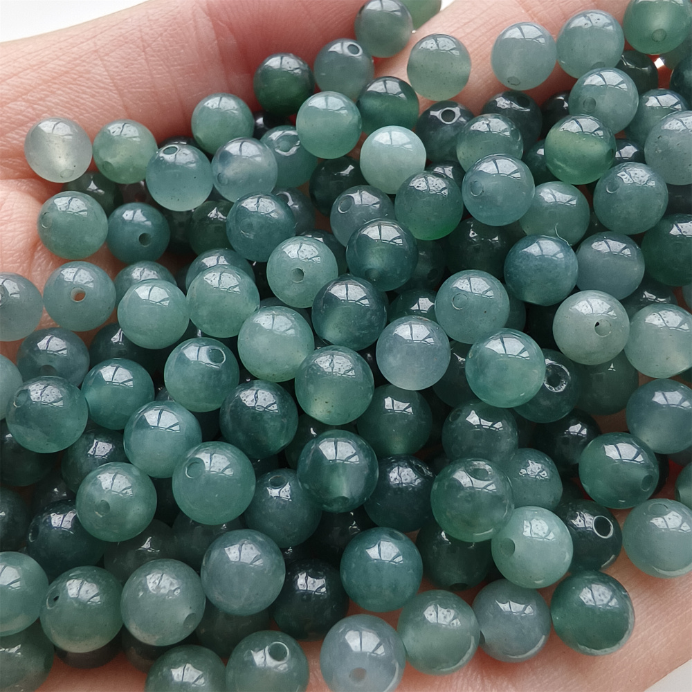DDP 50pcs 5.7mm Natural Type A Untreated Icy Blue Guatemalan Jadeite Smooth Round Beads